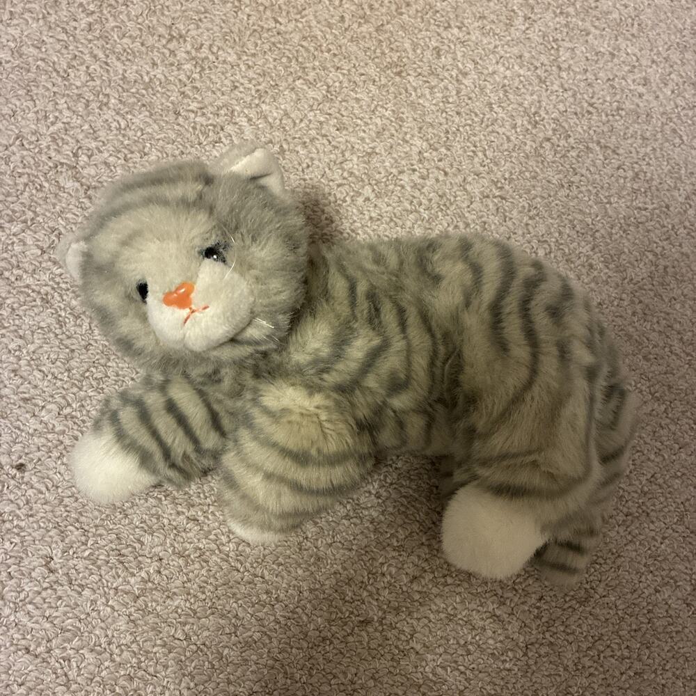1995 Ty Tabby Gray White Stripe Cat Plush Kitty Stuffed Animal Vintage Kitten